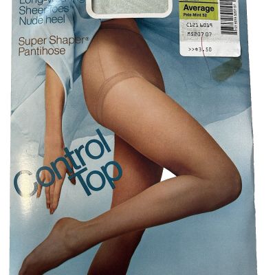 Control Top Sheer Toe Super Shaper Pantyhose Size Average in Pale Mint JCPenney